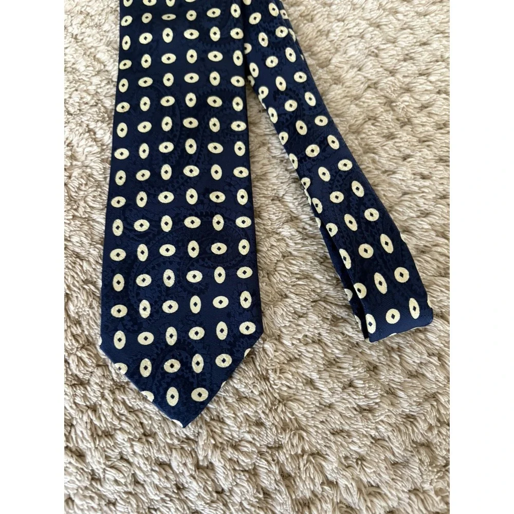 Vintage Polo Ralph Lauren Silk Tie Handmade Blue Beige Preppy Quiet Luxury